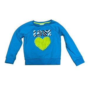 Piper Turquoise Knit Love Sweatshirt. Cozy Valentines Day Vibrant